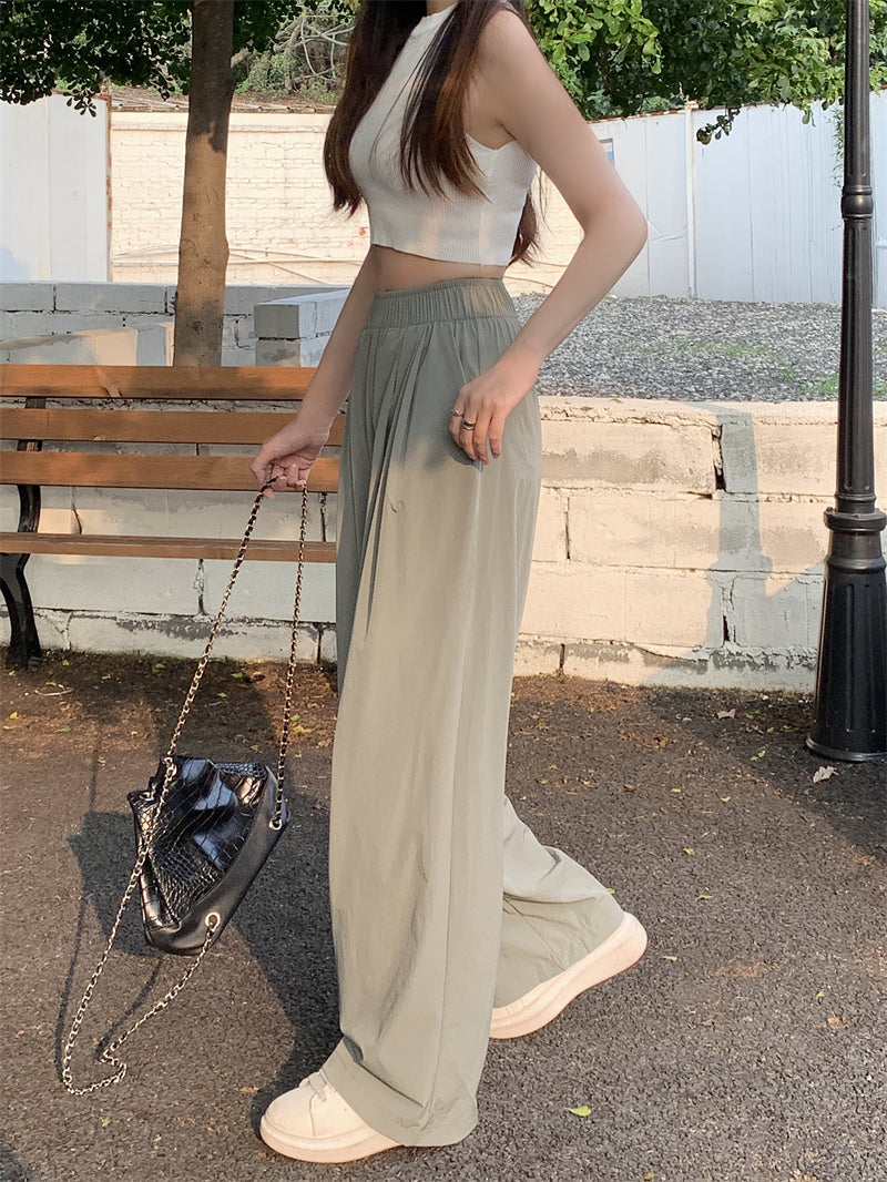 ナイロンワイドパンツ