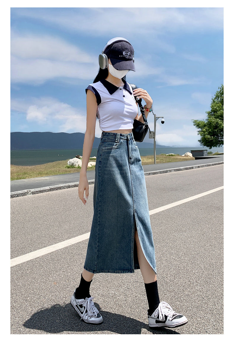 スリットデニムスカート