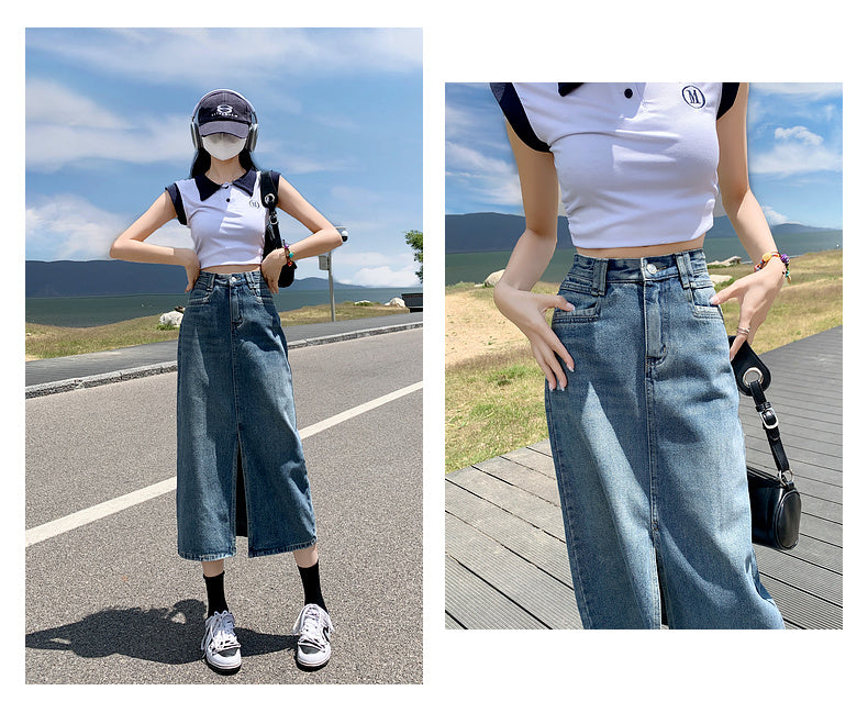スリットデニムスカート