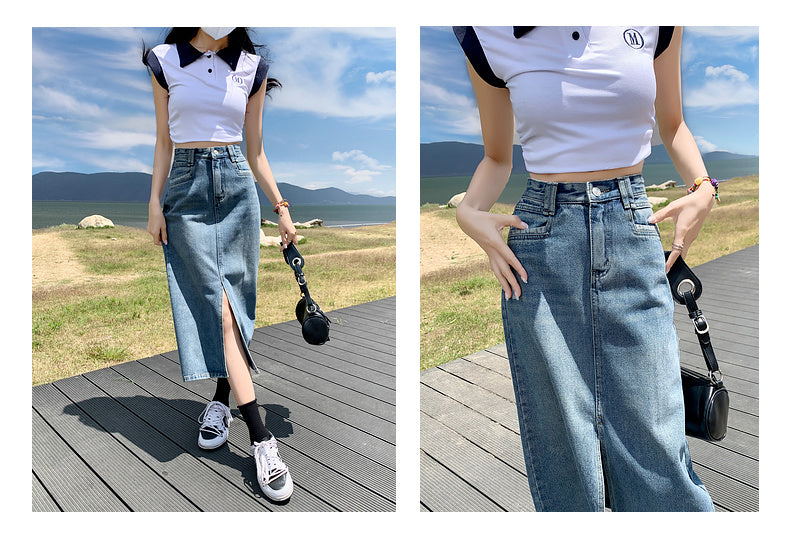 スリットデニムスカート