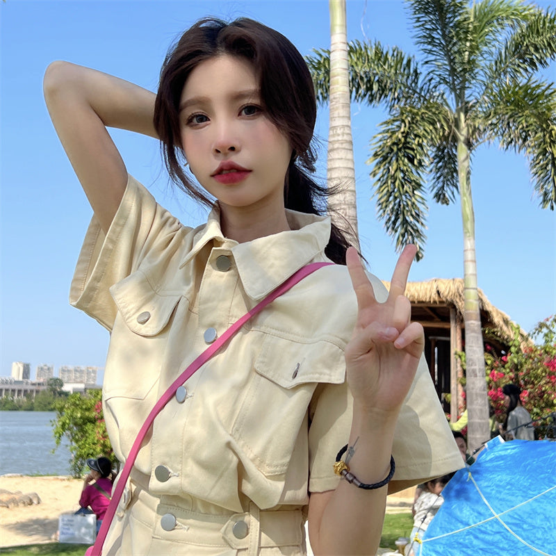 半袖デニムワンピース