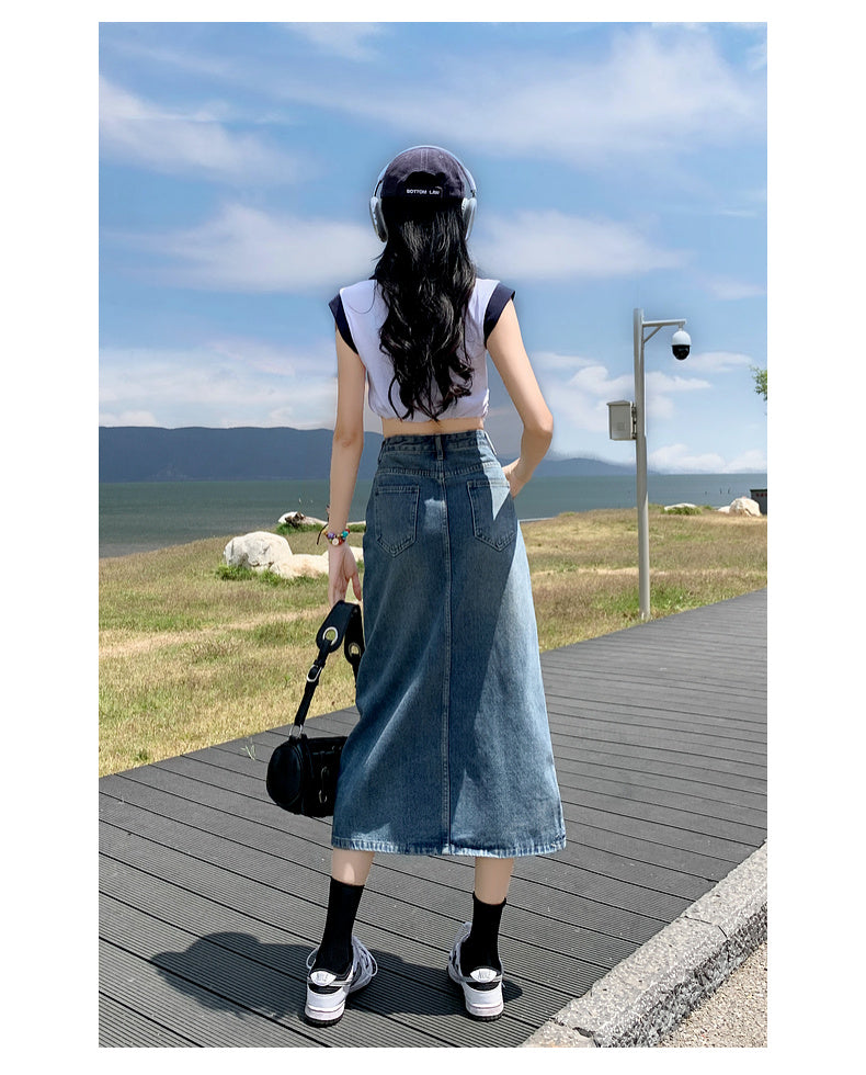 スリットデニムスカート