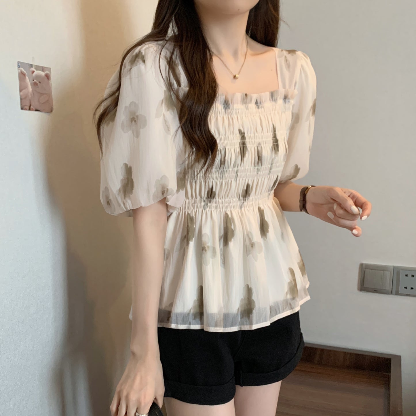 半袖シフォンブラウス