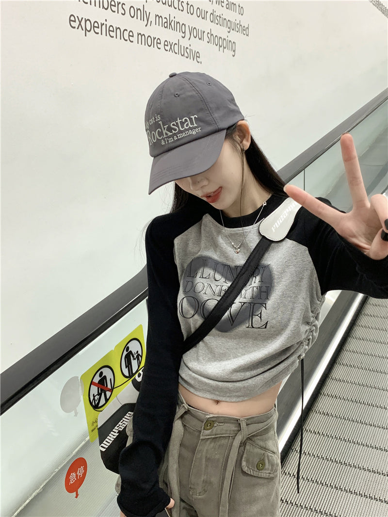 長袖ギャザーラグランT