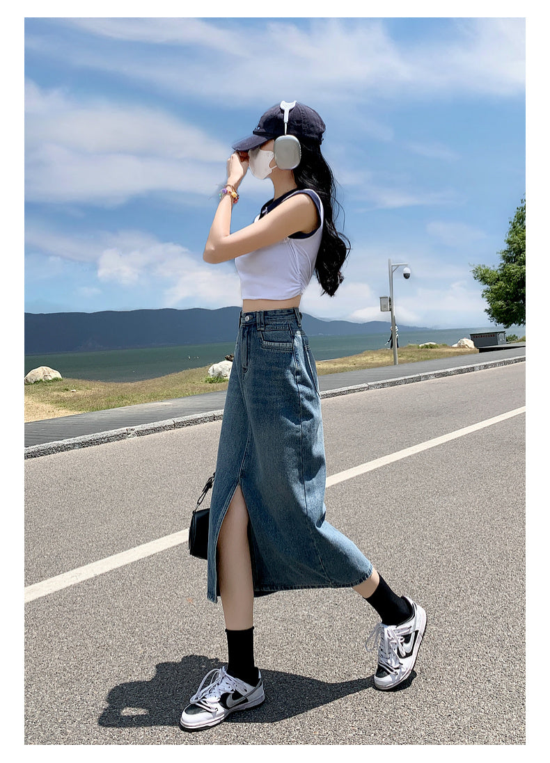 スリットデニムスカート