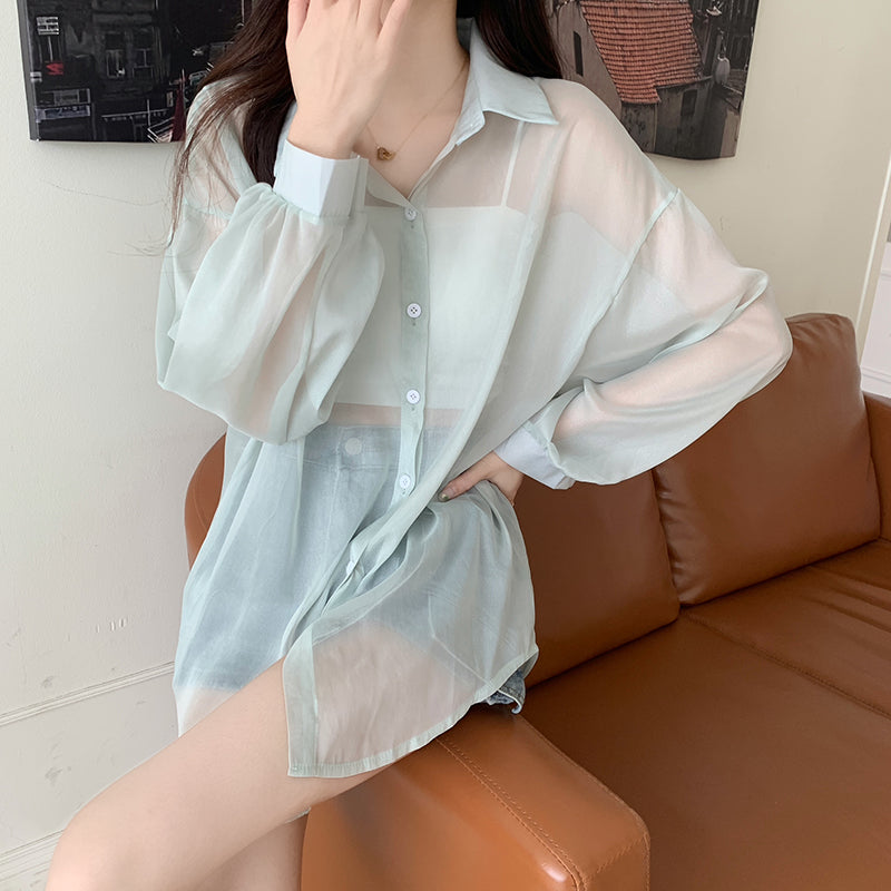 長袖シアーシャツ