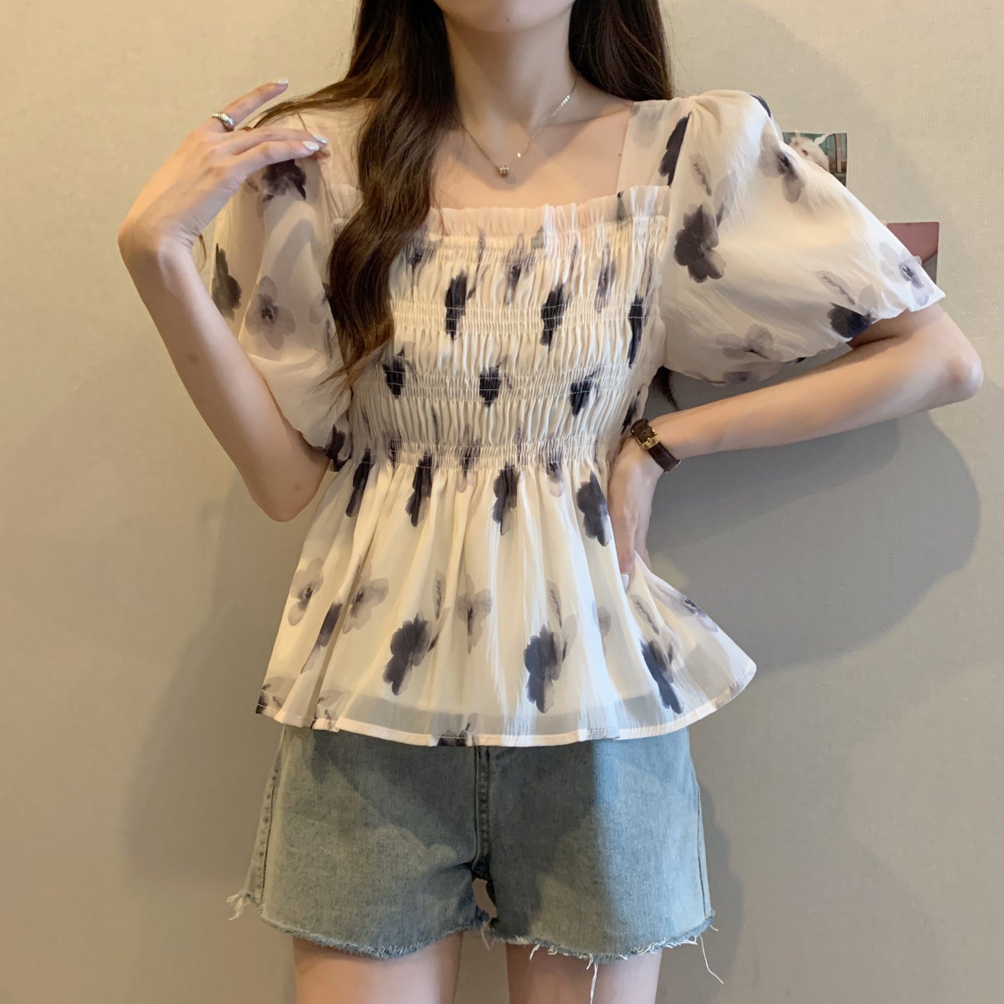 半袖シフォンブラウス