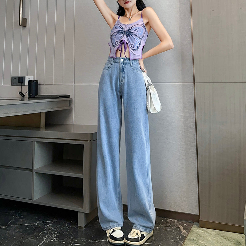 ハイウエストストレートデニムパンツ