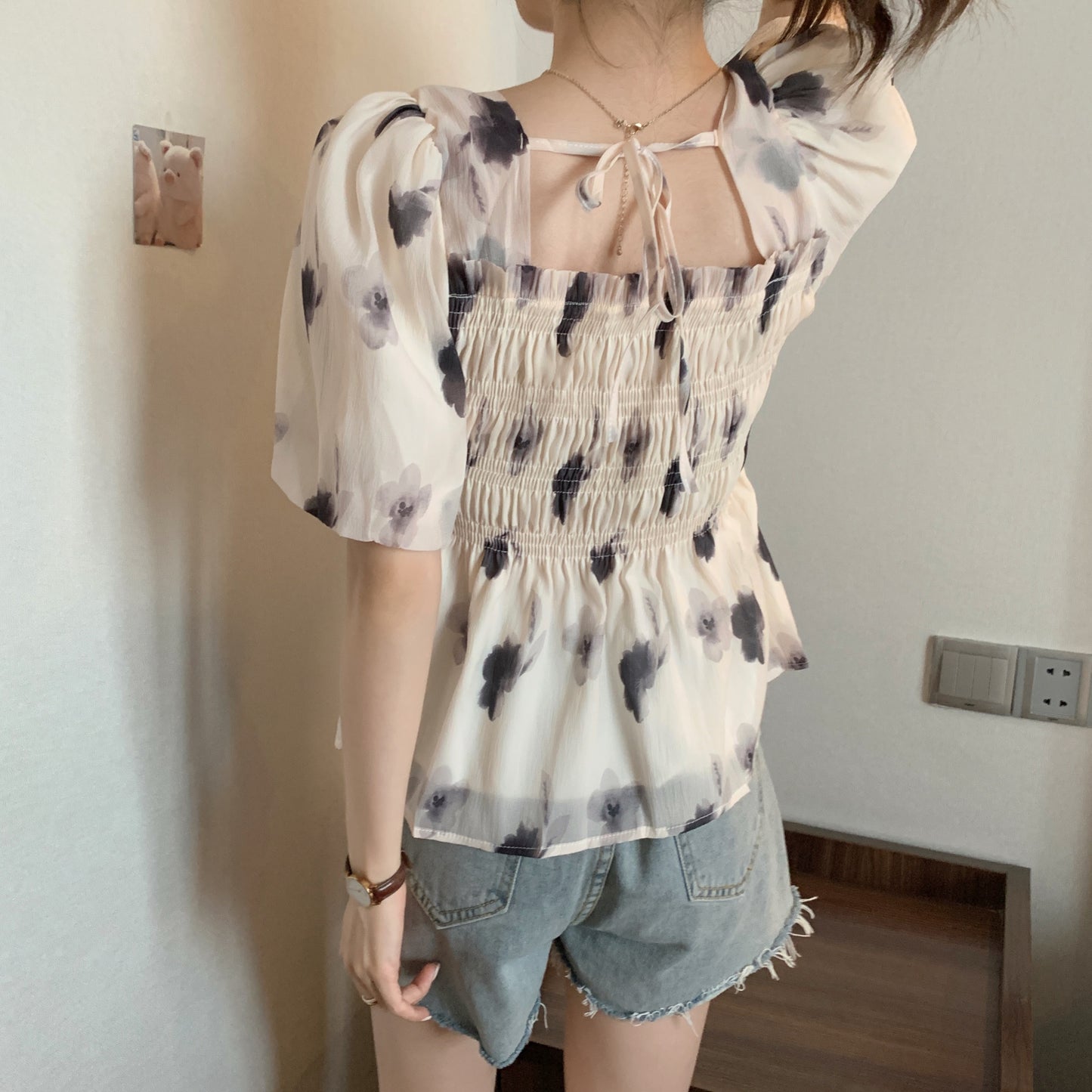半袖シフォンブラウス