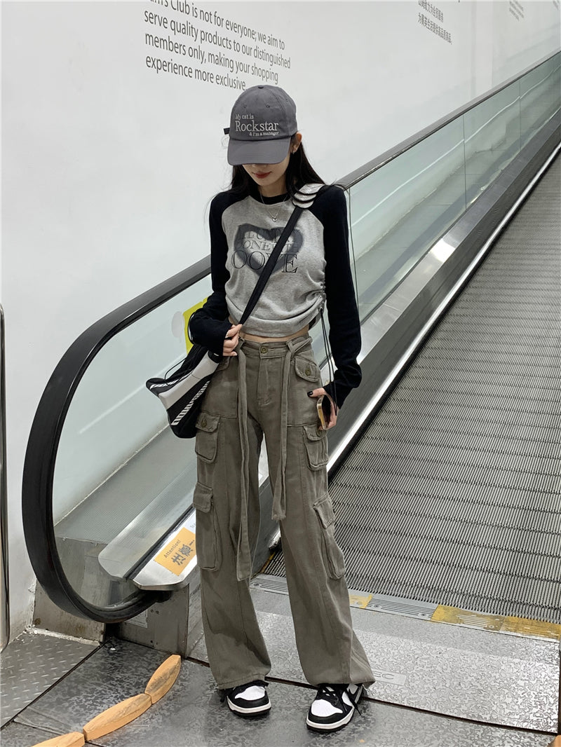 長袖ギャザーラグランT