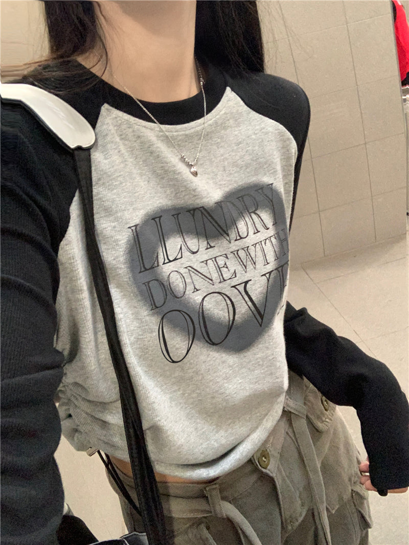 長袖ギャザーラグランT