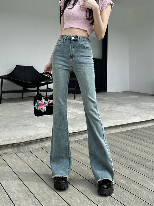 ハイウエストブーツカットデニムパンツ