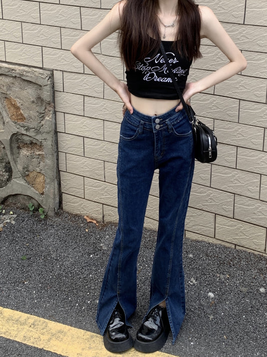 スリットデニムパンツ